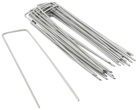 Harbour Housewares U-Shaped Weed Control Membrane Pegs - 6 (150mm) - 50x Galvanised Metal Garden Gardening Grass Fabric Netting Matting Mat Cover Ground Sheet Tent Pins Stakes Staples