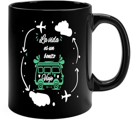 Docliick - Taza de café con frases motivadoras y original.Taza friki 350 ml, taza para regalo graciosa. Taza desayuno bonita.La vida es un bonito