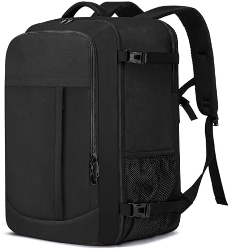 LIGSAN Handgepäck Rucksack 55x40x20 Handgepäck Rucksack für Flugzeug 44L Groß Reiserucksack Handgepäck Tasche 55x40x20cm Reisetasche 55x40x20 Carry-On Rucksack Handgepäck für 18 zoll Laptop, Schwarz