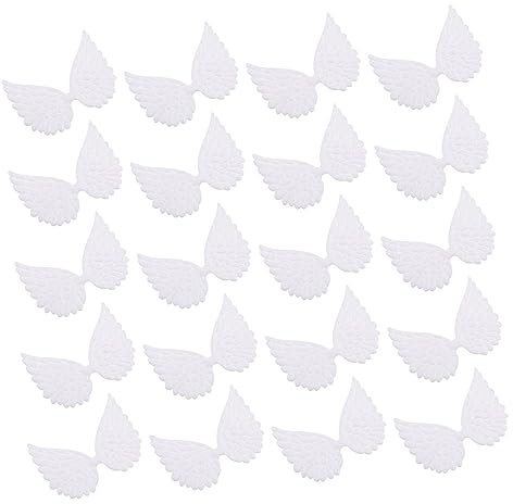 SEWACC 30 Stück Kleiner Engel Flügel Weiß Mit Glitzer Engelsflügel Kuchen Dekor Selbstgemacht Bastel Accessoire Für Party Haar Und Kleidungsornament Handgefertigte Kleiner Flügel Für Fest Und Feier