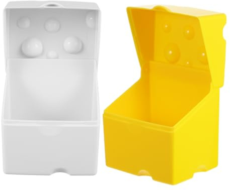 SOLUSTRE Caja Para Almacenar Lonchas De Queso Con Tapa Abatible, Juego De 2 Piezas, Abs Resistente, Cierre Hermético, Para Nevera y Cocina