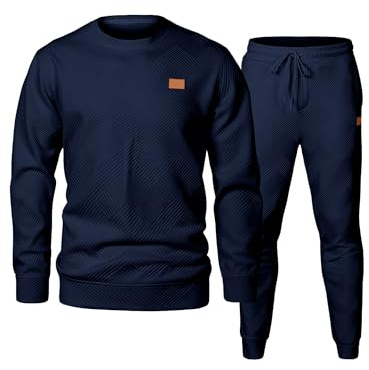 Elegancity Trainingsanzug Herren 2-Teiliger Jogginganzug | Casual Herren Sets,Ganzjährig,Textured Sportanzug Tracksuit,Rundhals Sweatshirt und lange Jogginghose,Freizeit Zweiteiler