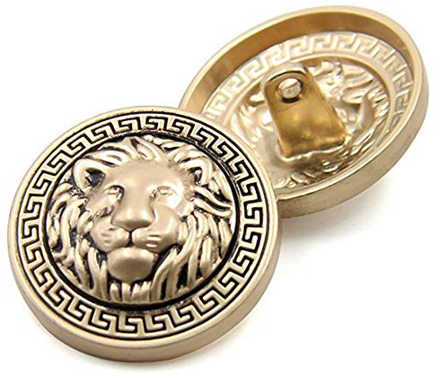 Anjing Schaftknopf Löwenkopf, Metall, geprägt, Anzug, Shirt, DIY, 10 Stück, gold, 25 mm