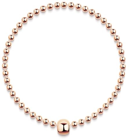 Perlen Armband für Frauen und Mädchen - 925 Silber Stretcharmband | Kugelarmband dehnbar in gold, rosegold, schwarz oder silberfarben incl Schmuck Box von MATERIA by Matthias Wagner