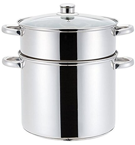 HAUSSMANN HERITAGE Couscoussier Inox 14L (Ø 26cm) | Faitout avec Panier Vapeur et Semoule 3 Pièces, Triple Fond Induction et Lave-Vaisselle, Sans PFOA, Couvercle en Verre
