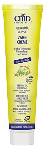 CMD Teebaumöl (4 x 75 ml), milde Bio Zahnpasta, Vegan, Fluoridfrei, Naturkosmetik