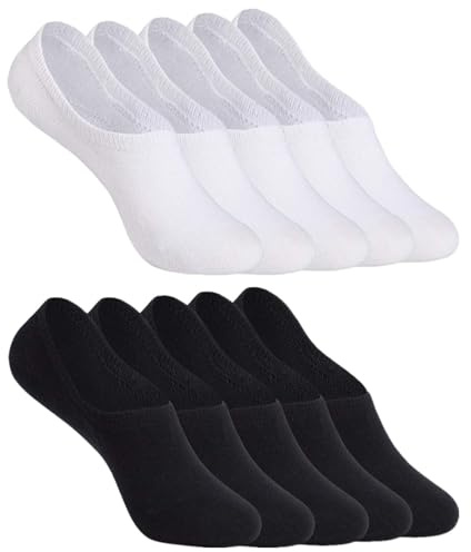 YOUCHAN 10 Paar Sneaker Socken Damen Herren Füßlinge Unsichtbare Atmungsaktiv Schwarz Weiß Grau 35-38 39-42 43-46