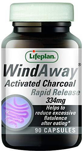 Lifeplan WindAway Activated Charcoal Capsules 334mg. Rapid Release. to Reduce Flatulence & Build up of inetinal Gas After Eating (270 Tablets)
