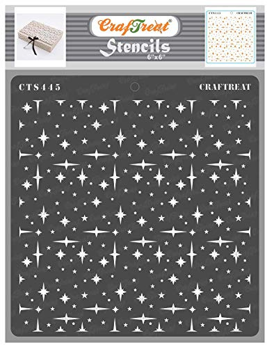 CrafTreat återanvändbara stjärnstenciler för målning på trä, väggar och kakel - stjärnor överallt - 6x6 tum - DIY konst- och hantverksstenciler - stjärnstencil