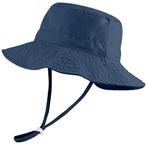 LACOFIA Sombrero de Sol para bebé niño Ajustable Gorro Verano de Pescador para niños ala Ancha para Exteriores/natación/Playa/Piscina Azul 6-24 Meses