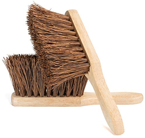 NCaan Bassine-Handbürste aus Holz, steife natürliche Bassine-Borsten, steife Borsten, Bodenscheuerbürste, Holzscheuerbürste, robuste Handbürste, Scheuerbürste (steifer Bassine), 2 Stück