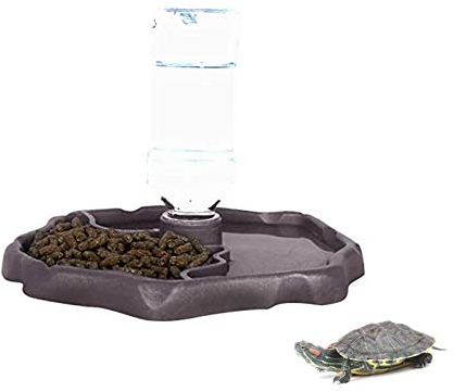 QIODAZOO Näpfe für Reptilien, Schildkröten Wasserschale 2-in-1 Futterautomat Nassfutter in Plastic Transparent, Terrarium Wasserschale für Reptilien, Amphibien