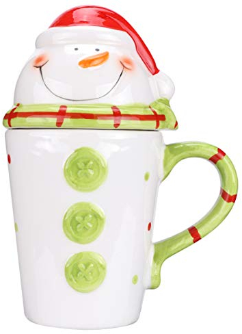VALICLUD Weihnachten Kaffee Tasse 3D Weihnachtsfigur Keramik Tasse Cartoon Tier Teetasse Wasserbecher mit Hankel und Deckel Tischdeko für Kinder Erwachsene Weihnachtsdeko