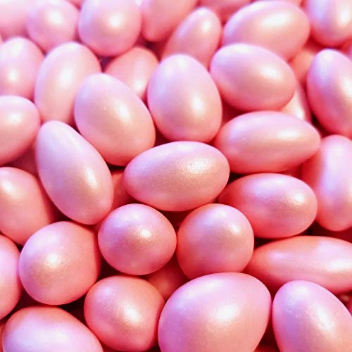Taufmandeln Perlglanz 1 kg - Gastgeschenk Taufe Kommunion Bonboniere Taufe Zuckermandeln glänzend - griechische Koufeta für italienische Confetti französische Dragees, Farbe:Rosa Perlglanz