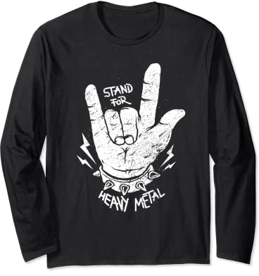 Heavy Metal Hardrock Pommesgabel Konzert Rock Musik Rocker Langarmshirt