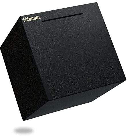Erwachsene Spardose Edelstahl Safe Sparbüchsen für Erwachsene Einsparungen Echte Spardose (19cm) Schwarz