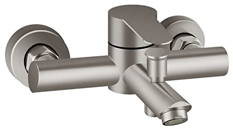 Aolemi Bathtub Faucet SUS304 Stainless Steel Bathroom Tub Filler Brushed Nickel Wall-Mounted Shower Mixer Taps without Handheld Spray
