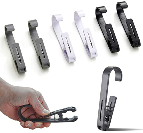Dreamark Wäsche Haken 6 Stück Rutschfeste Klemmhaken Kleiderbügel Clip Klammerhaken Ideal als Stiefel Hosen Schuhe Socke Handtuch Aufhänger (Mehrfabrig)