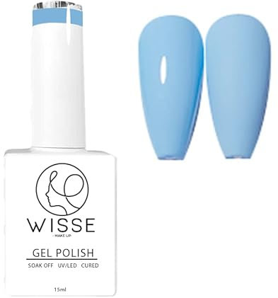 Wisse Make up Gel Nail Polish, UV/LED Soak-Off Nail Art Manicure Pedicure for Professional, Salon & Home Use - Long Lasting & Easy to Apply, 30 Colours - Sky Blue
