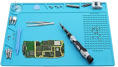 Almohadillas de Soldadura, Alfombrilla Magnética de Silicona, 34x23cm Almohadillas de Trabajo de Soldadura con Escalas y Posiciones de Atornillado, Para Soldar Teléfonos Móviles