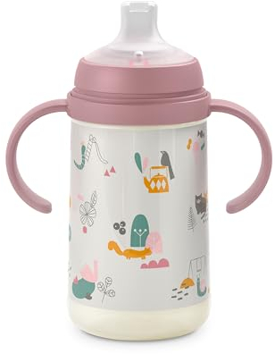 Suavinex, Borraccia per bambini, con beccuccio morbido in silicone, con sistema anticolico, borraccia per bambini con maniglie, a prova di perdite, compatibile con lavastoviglie, +6 mesi, 270 ml, nude