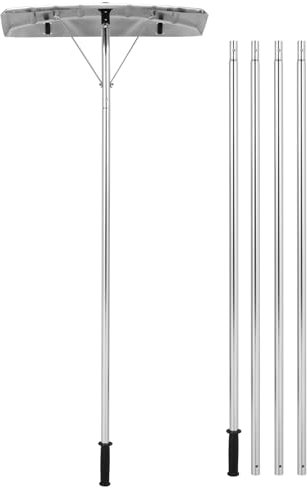 COSTWAY Rastrello per Neve in Alluminio per Tetti e Auto, Pala da Neve Telescopico e Allungabile da 146 - 609 cm, Lama Grande da 63 cm con 2 Ruote , per Vari Occasioni