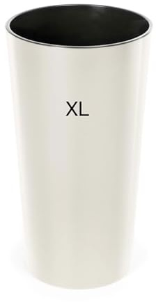 MELTOM Blumenkübel Lilia Rund Hochglanz Creme XL Ø 29 x 57 cm | Kunststoff, Gefäß 28,4 L, herausnehmbarer Innentopf 12,5 L mit Seilgriffen, für innen & außen, wetterfest, UV-beständig