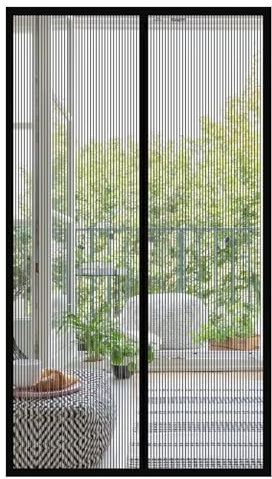 Fly Screen Door 145x245cm Insect Protection Balcony Door Magnetic Fly Curtain, Fly Curtains Door Against Mosquito Mosquito Protection for Entrance, Living Room Door, Black