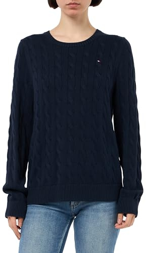 Tommy Hilfiger Damen Solid Cable Crewneck Bobbi Pullover Sweater Pullover (1er Pack)