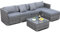 Polyrattan Gartenlounge Set 6-teilig, Outdoor Sitzgruppe mit 2 Sesseln Couchtisch, Wetterfest Balkonmöbel Set für 6 Personen, frei Kombinierbar inkl. 2 Polster, für Garten Terrasse Balkon, Grau