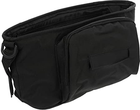 Kinderwagen Organizer Tasche aus Oxfordstoff in Schwarz | Verstellbare Trageriemen, als Handtasche Nutzbar, mit Griff und Viel Stauraum