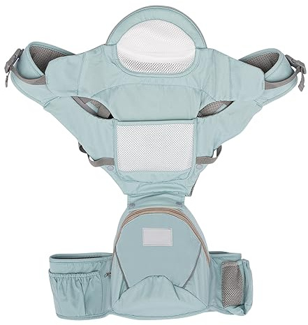6-in-1 Babytrage Neugeborene,Ergonomische Babytrage, Atmungsaktive und Weicher, für Neugeborene von 0 bis 36 Monate,Baby Hüftsitz,Tragepositionen innen, Vorne Nach außen, Hüftträger (Hellgrün)