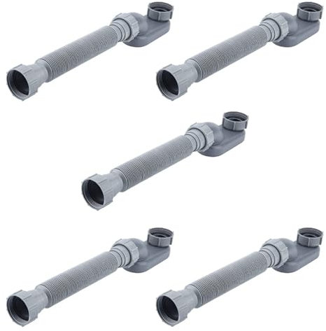 Decqerbe Lot de 5 siphons à profil bas 1 1/2 P - Tuyau d'évacuation flexible pour baignoire et douche - Siphon P plat sur pied pour baignoire