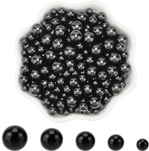 SUNNYCLUE 1000 Stück 5 Größen Perlen Ohne Loch Vasenfüller Großpackung Schwarze Acryl Highlights Runde Kunst Kunst Make Up Perlen Lose Mini Perlen Für Füller Dekoration Schmuckherstellung Nägel DIY Ha