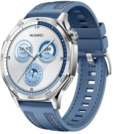 HUAWEI Watch GT 5 46 mm Smartwatch, Kunstvolles Design, Erweiterte Lauf- und Fahrradfunktionen, Gesundheitsmonitoring, Bis zu 14 Tage Akkulaufzeit, Kompatibel mit iOS & Android, Blau
