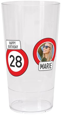 Stapelbecher 0,4 l mit personalisierten Aufdruck (Verkehrszeichen und Foto)