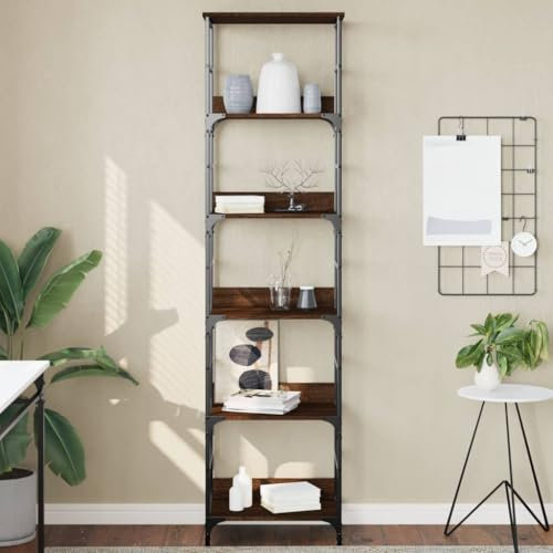 Iiaky Bücherregal Regale FüR BüCherregale Book Shelf Regale BüCherregal Braun Eichen-Optik 50x33x188,5 cm Holzwerkstoff