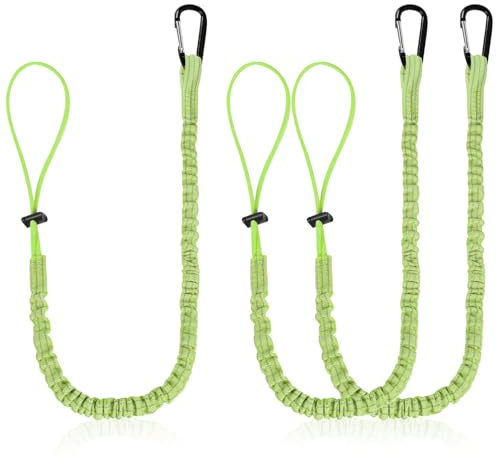 DBREAKS 3 Pezzi Cordino per Attrezzi con Moschettone, Verde | Corda Elastica Retrattile per Cacciaviti, Pinze, Chiavi, Utensili Elettrici, Strumenti di Misurazione