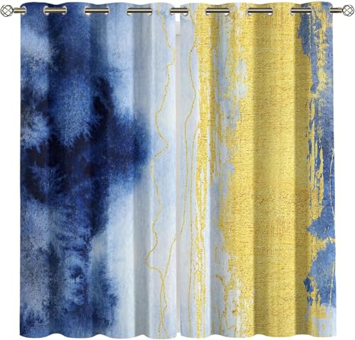 Pencil Pleat Blackout Curtains Marble Texture 150X166 Cm (W + H) Indoor Blackout Curtain, 3D Thermo-Insulating Window Curtains Polyester Material Bedroom Drapes Blackout Curtains -699003728