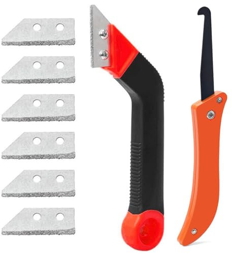 Gratte-joints, set de 9 gratte-joints pour carrelage, y compris 7 lames de rechange et 1 scie d'angle, lame de nettoyage pour carrelage, lame de rasoir