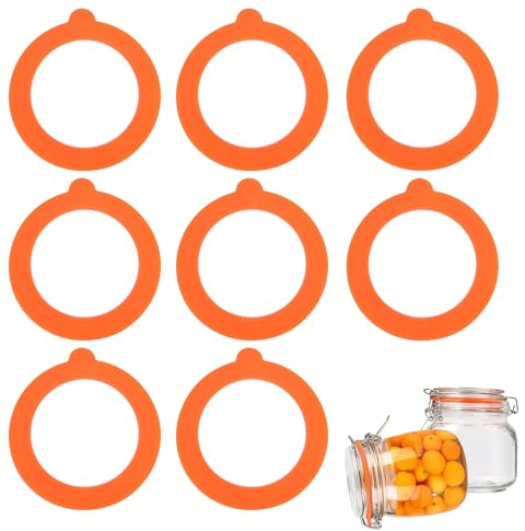 8Pcs Replacement Silicone Seals for Kilner Jar Seals, Keep Food Freshness | Silicone Jar Gaskets, Food Grade Silicon, Sturdy, Soft and Elastic, Replacement Gaskets