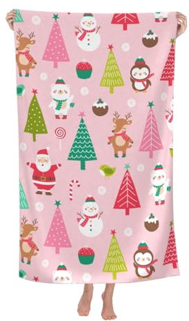 Herren Damen Strandtuch Großes Strandtuch „Frohe Weihnachten“ Microfaser Handtücher Niedlich Poolhandtücher Mode Handtücher Für Pool Yoga Urlaub