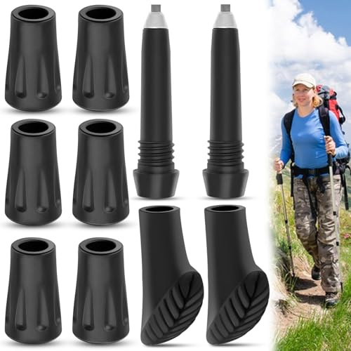 10 Stk Tragbare Ersatzrute Trekkingstöcke, Tragbare Trekkingstöcke Spitzen, Wanderstockspitzen Kohlenstoff, Ersatz Gummi Puffer Durchmesser, Alpenstock Spitze Carbon, Alpenstock Rod Tip für Wandern
