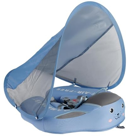 Bouee Bebe 3 À 24 Mois avec Parasol Et Siège De Sécurité, Flotteur De Piscine pour Enfant, Pas D'accessoires De Piscine À Auvent Amovible pour Filles Garçons De 3 À 24 Mois, Accessoires Piscine