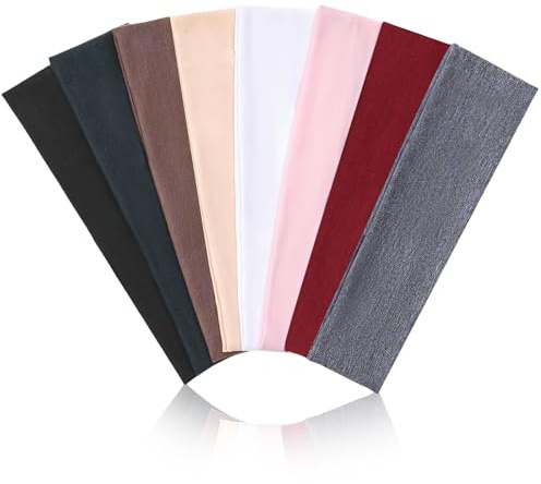 Richaa 8er Haarband Damen und Männer, Joggen Stirnband Damen Sport Yoga Schweißband, Run Elastisches Stirnband Summer Laufen Gym Zubehör Geschenk