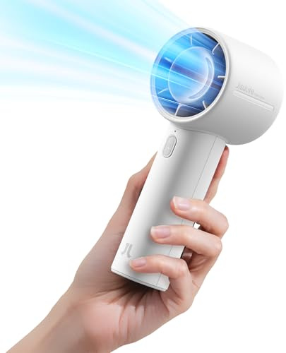 JISULIFE Mini Ventilator, 4000mAh Akku, 5-Gang, bis 22h Laufzeit - Grau | Für Reisen, Outdoor, Camping & Strand, starker Luftstrom, leise, ideal zum Make-up-Auftragen, Geschenk für Damen & Herren