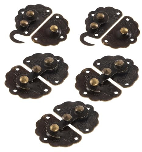 TOPBATHY 5 Pezzi Lucchetto In Legno Per Gioielli Da Sposa Con Fibbia In Metallo Chiusura A Gancio Fibbia A Gancio In Metallo Piccolo Fermo Piccolo Lucchetto In Ferro Marrone Scuro