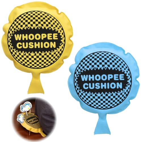 NHQZ Cuscino per Scoregge,Cushion Autogonfiante,Cuscino Scoregge Finte Scherzo Cuscino Scherzi Divertenti,Divertente Self-Inflating Party Cuscino Divertente Scherzo, Piccola, 2 Pezzi（Blu e giallo）