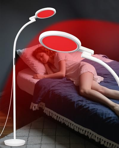 Aoife 670nm Red Light Floor Lamp for Sleep, Adjustable Red Night Light Therapy Bedside Lamp with Remote, Touch Control, 6 Scene Modes & 10 Brightness Levels, Remote Control Needs Pairing