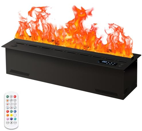 HNBYLMM Caminetto a Vapore acqueo, Camino atomizzato 3D, Fiamma atomizzata simulata, 9 Colori di Fiamma Regolabili, Display LCD/Telecomando, Pannello Ultrasottile da 3mm, per casa, Hotel,100cm/39.3in